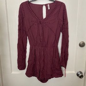 purple long sleeve romper